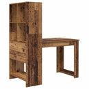 vidaXL Asztal polcokkal tárolóval Öreg fa 122 x 67 x 145 cm Faanyag
