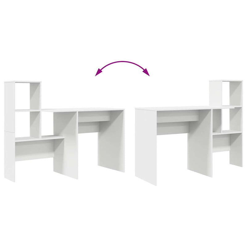 vidaXL Asztal fiókkal polcokkal Fehér 131,5 x 50 x 106,5 cm Faanyag