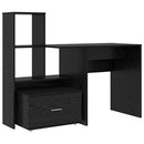 vidaXL Asztal fiókkal Fekete tölgy 131,5 x 50 x 106,5 cm Faanyag
