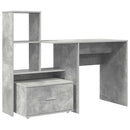 vidaXL Asztal fiókkal Beton Szürke 131,5 x 50 x 106,5 cm Faanyag