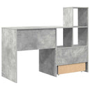 vidaXL Asztal fiókkal Beton Szürke 131,5 x 50 x 106,5 cm Faanyag