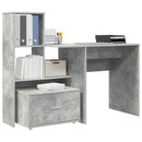 vidaXL Asztal fiókkal Beton Szürke 131,5 x 50 x 106,5 cm Faanyag