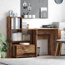 vidaXL Asztal fiókkal polcokkal Öreg fa 131,5 x 50 x 106,5 cm Faanyag
