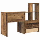 vidaXL Asztal fiókkal polcokkal Öreg fa 131,5 x 50 x 106,5 cm Faanyag