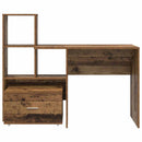 vidaXL Asztal fiókkal polcokkal Öreg fa 131,5 x 50 x 106,5 cm Faanyag