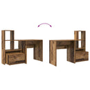 vidaXL Asztal fiókkal polcokkal Öreg fa 131,5 x 50 x 106,5 cm Faanyag