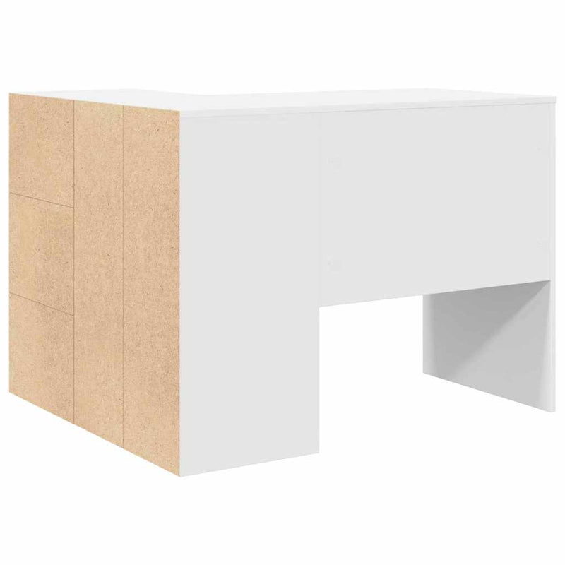 vidaXL Sarokíróasztal fiókkal polcokkal Fehér 102 x 50 x 75 cm Faanyag