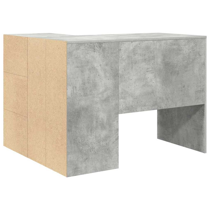 vidaXL Sarokíróasztal fiókkal Beton Szürke 102 x 50 x 75 cm Faanyag