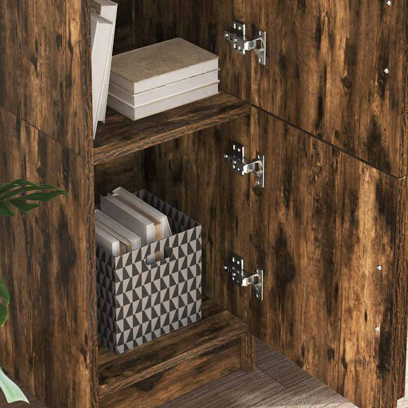 vidaXL Tárolóval rendelkező íróasztal polcokkal 2 pcs Füstölt tölgy