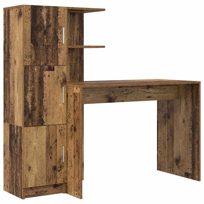 vidaXL Tárolóval rendelkező íróasztal 2 pcs Öreg fa 102 x 50 x 124 cm