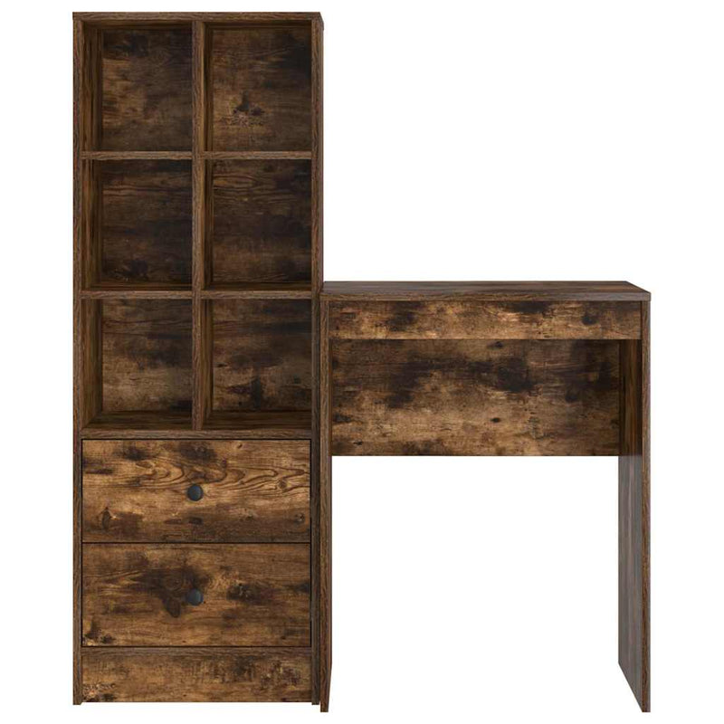 vidaXL Tárolóval rendelkező íróasztal fiókkal 2 pcs Füstölt tölgy