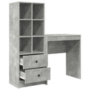 vidaXL Asztal fiókkal polcokkal tárolóval 2 pcs Beton Szürke