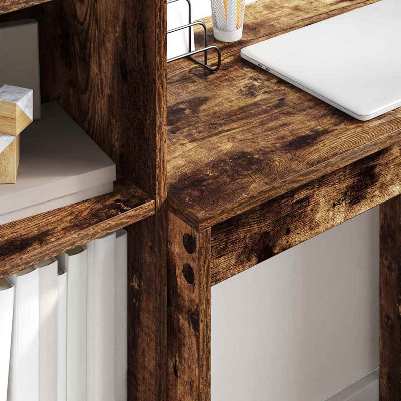 vidaXL Tárolóval rendelkező íróasztal fiókkal 2 pcs Füstölt tölgy