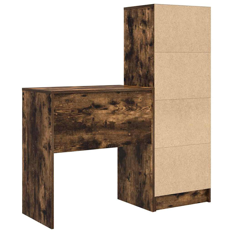 vidaXL Tárolóval rendelkező íróasztal fiókkal 2 pcs Füstölt tölgy