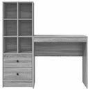 vidaXL Asztal fiókkal polcokkal tárolóval 2 pcs Szürke Sonoma