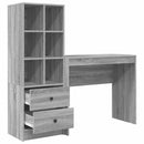 vidaXL Asztal fiókkal polcokkal tárolóval 2 pcs Szürke Sonoma
