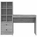 vidaXL Asztal fiókkal polcokkal tárolóval 2 pcs Szürke Sonoma