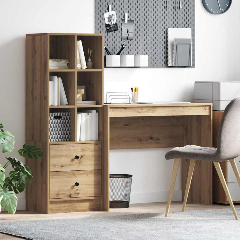 vidaXL Tárolóval rendelkező íróasztal fiókkal 2 pcs kézműves tölgy