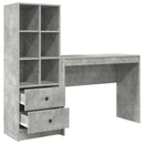 vidaXL Asztal fiókkal polcokkal tárolóval 2 pcs Beton Szürke