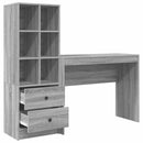 vidaXL Asztal fiókkal polcokkal tárolóval 2 pcs Szürke Sonoma