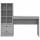 vidaXL Asztal fiókkal polcokkal tárolóval 2 pcs Szürke Sonoma