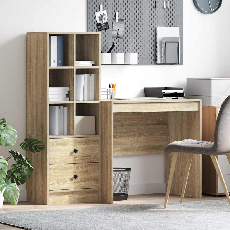 vidaXL Tárolóval rendelkező íróasztal fiókkal 2 pcs Sonoma tölgy