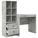 vidaXL Asztal fiókkal polcokkal tárolóval 2 pcs Beton Szürke