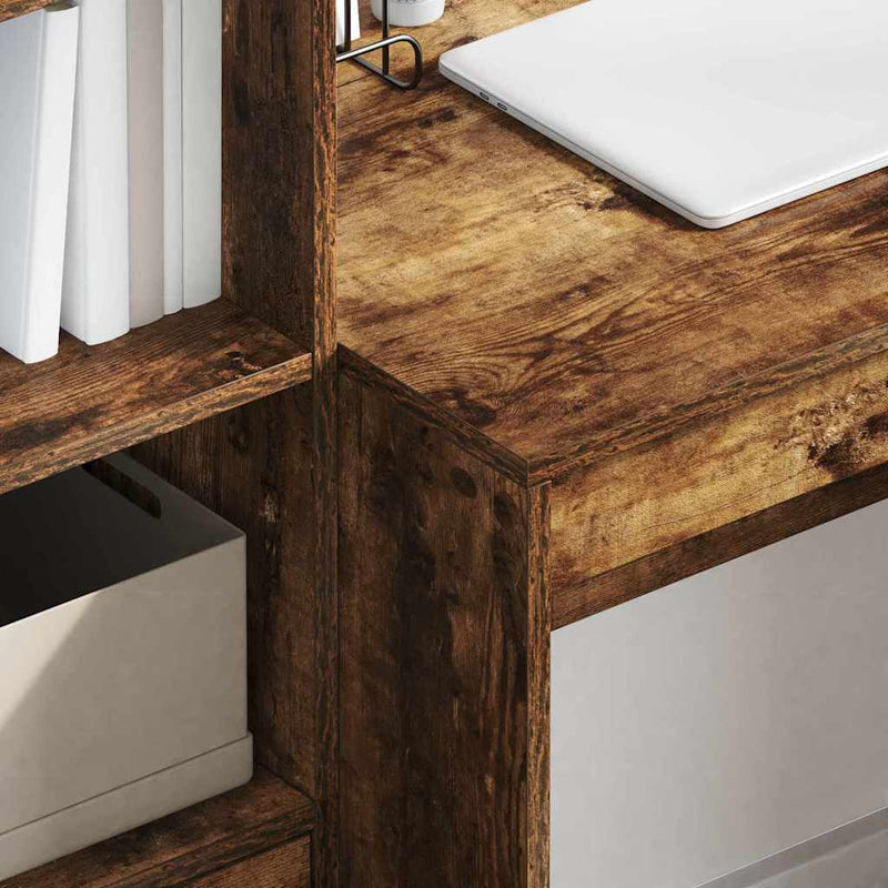 vidaXL Tárolóval rendelkező íróasztal fiókkal 2 pcs Füstölt tölgy