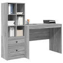 vidaXL Asztal fiókkal 2 pcs Szürke Sonoma