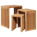 vidaXL Kerti Oldal Asztal 3 pcs Barna 33 x 44,5 x 51 cm Tömör Teakfa