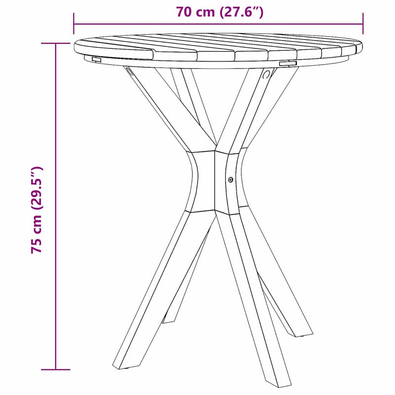 vidaXL Bisztróasztal Barna 70 x 70 x 75 cm Tömör tíkfa