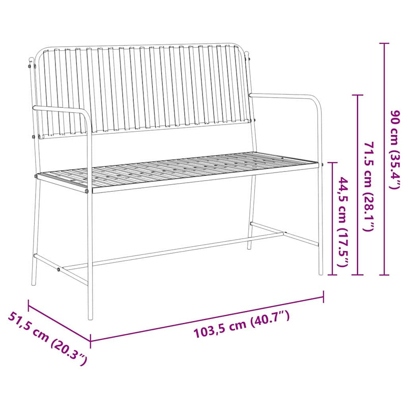 vidaXL Kerti pad Fehér 104 x 54 x 93cm Acél