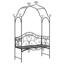 vidaXL Kerti pad Fekete 121 x 48 x 200 cm Acél