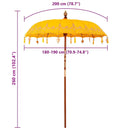 vidaXL Balinéz Napernyő Sárga 185 x 185 x 260 cm Pamut