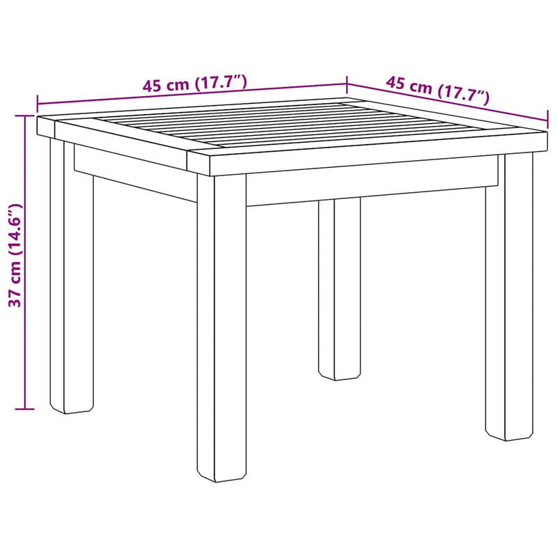 vidaXL Dohányzóasztal Barna 45 x 45 x 36 cm Tömör tíkfa