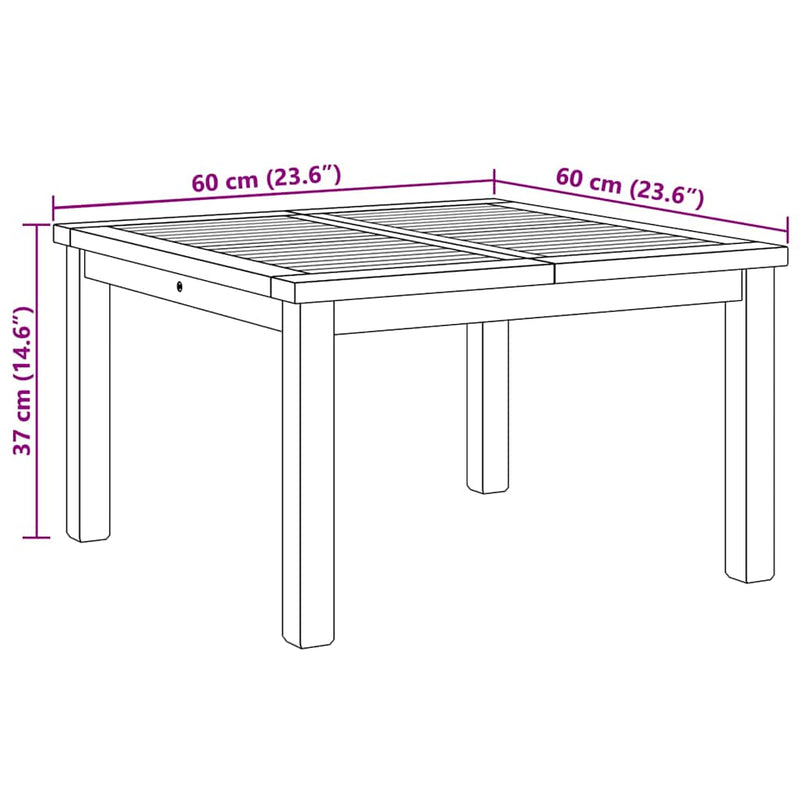 vidaXL Dohányzóasztal Barna 60 x 60 x 36 cm Tömör tíkfa