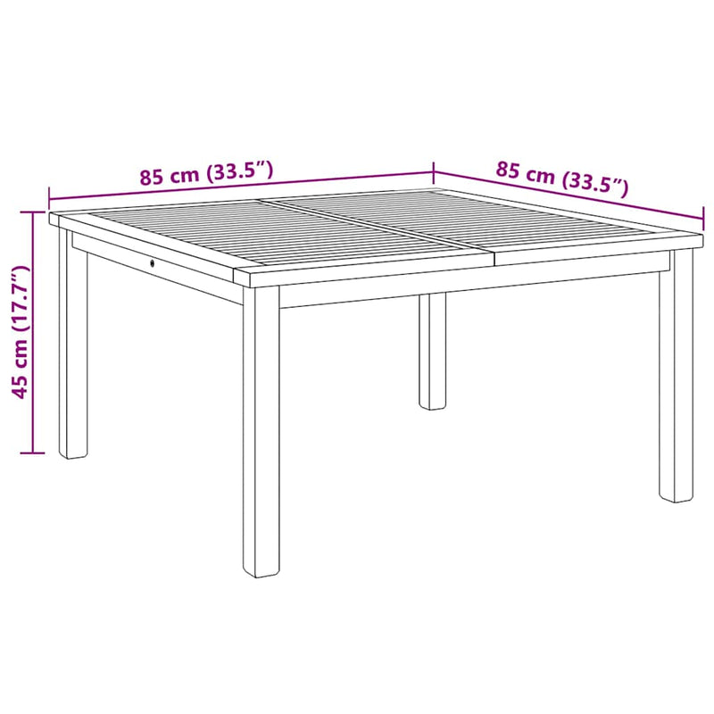 vidaXL Dohányzóasztal Barna 85 x 85 x 45 cm Tömör tíkfa