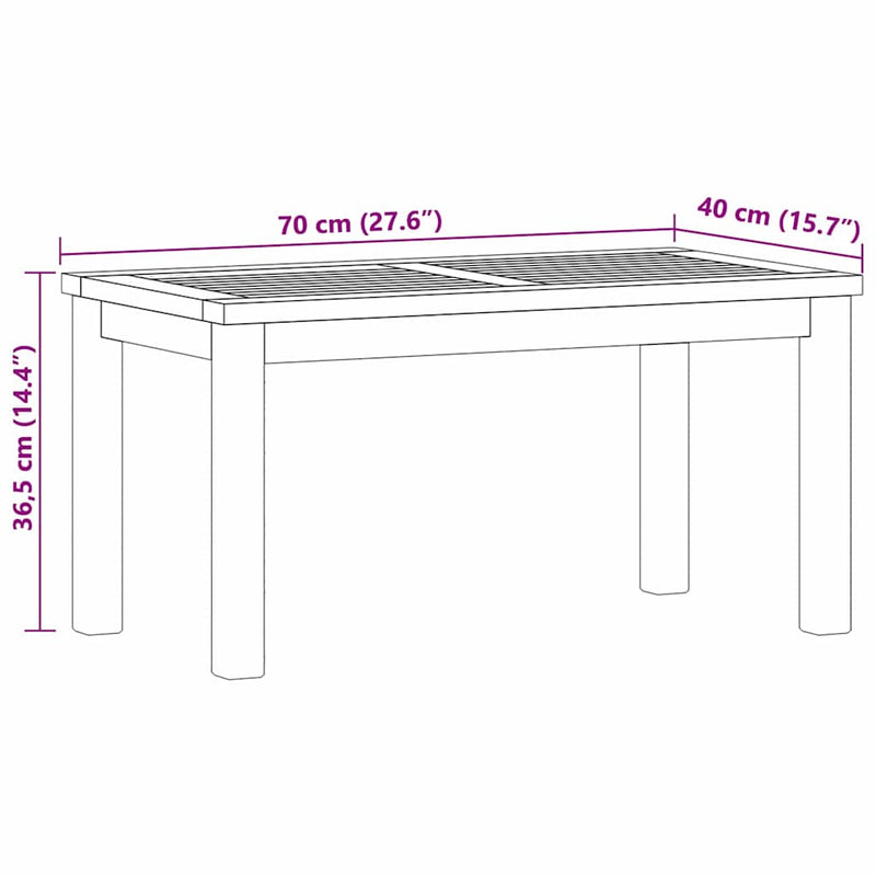 vidaXL Dohányzóasztal Barna 70 x 40 x 36 cm Tömör tíkfa
