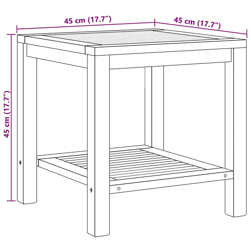 vidaXL Dohányzóasztal Barna 45 x 45 x 45 cm Tömör tíkfa