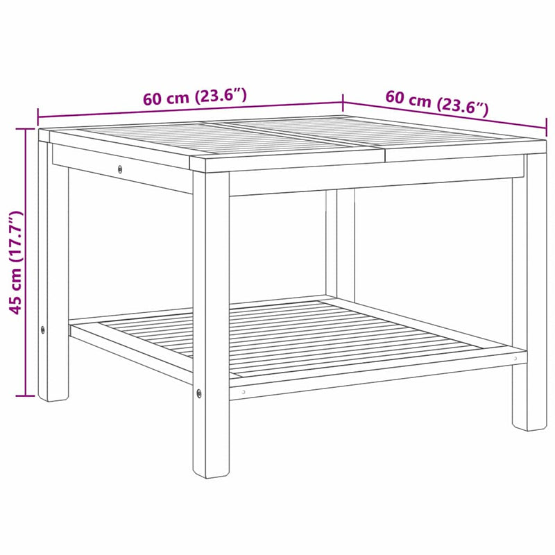 vidaXL Dohányzóasztal Barna 60 x 60 x 45 cm Tömör tíkfa
