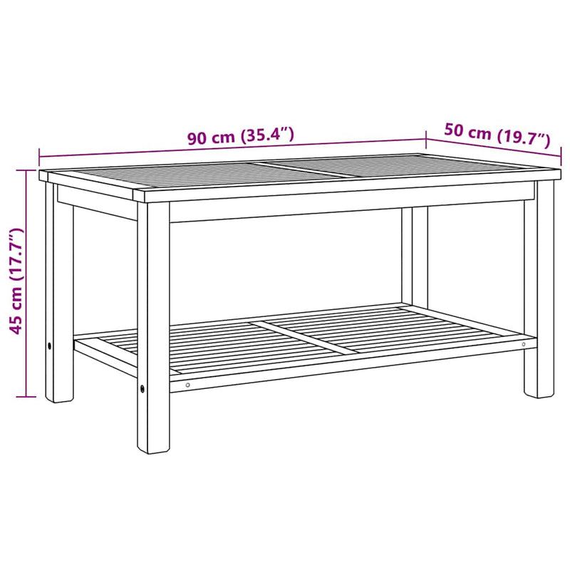 vidaXL Dohányzóasztal Barna 90 x 50 x 45 cm Tömör tíkfa