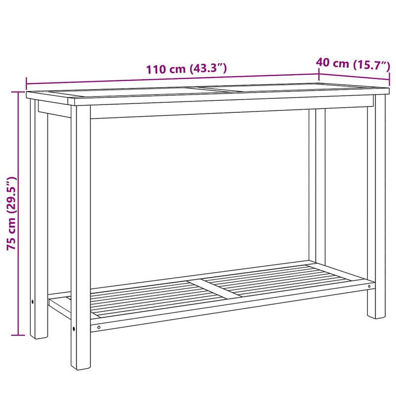 vidaXL Dohányzóasztal tárolóval Barna 110 x 40 x 45 cm Tömör tíkfa