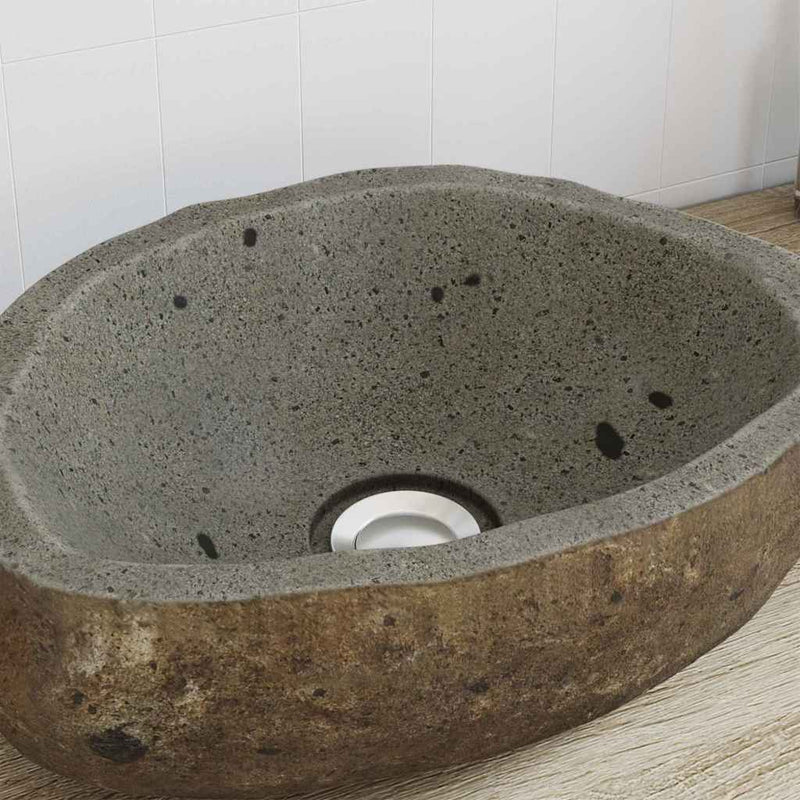 vidaXL Mosdó Világosszürke (30-37) x (25-30) x 12 cm Folyami kő