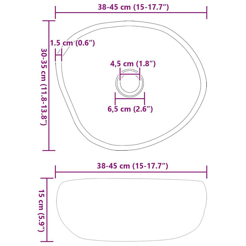 vidaXL Mosdó Világosszürke (38-45) x (30-35) x 15 cm Folyami kő