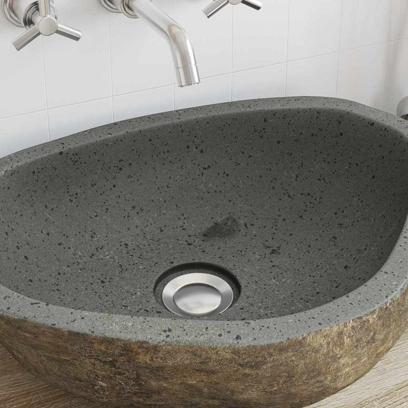 vidaXL Mosdó Világosszürke (46-52) x (35-40) x 15 cm Folyami kő
