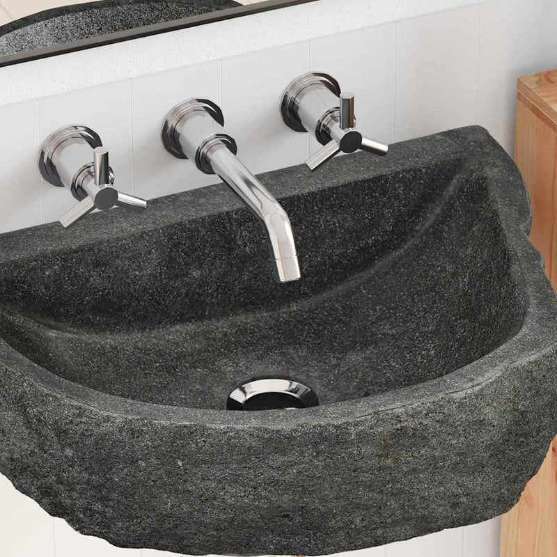 vidaXL Fali mosdó Szürke (38-45) x (30-35) x 15 cm Folyami kő