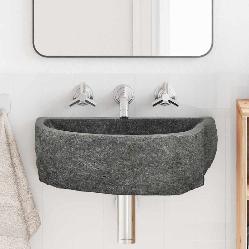vidaXL Fali mosdó Szürke (38-45) x (30-35) x 15 cm Folyami kő