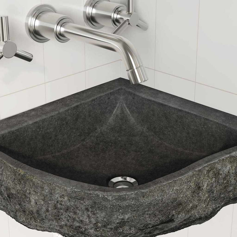 vidaXL Fali sarokmosdó Szürke (30-37) x (30-37) x 12 cm Folyami kő
