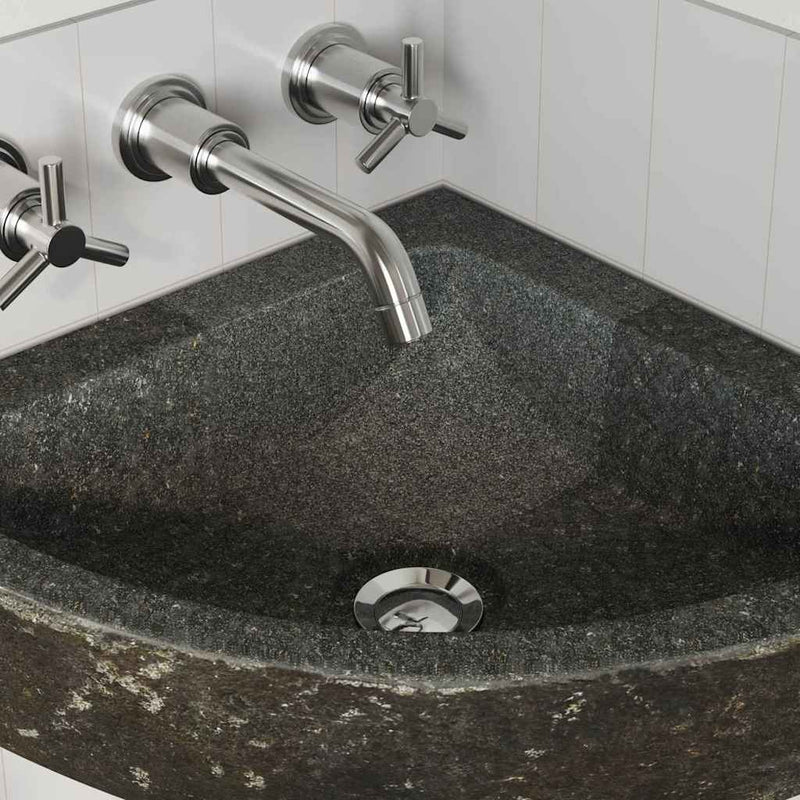 vidaXL Fali sarokmosdó Szürke (38-45) x (38-45) x 12 cm Folyami kő