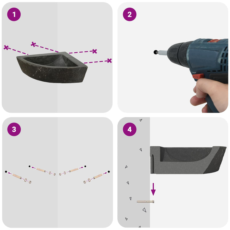 vidaXL Mosdó Szürke (55-65) x (40-50) x 6 cm Folyami kő